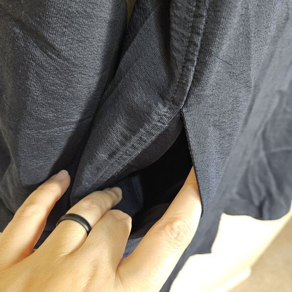 Tuckernuck Pomandere Silk Shirt Dress Medium Navy Minimal Shift Wool Womens 38 - Picture 14 of 15